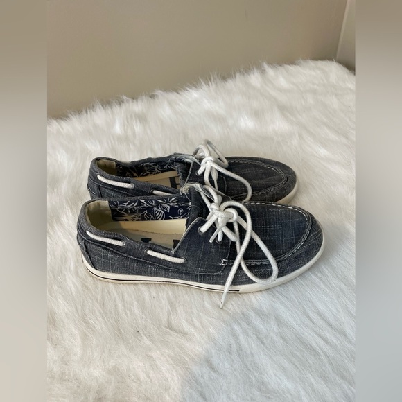 LL Bean Casual canvas Gray Boat Shoes with White Laces - Picture 9 of 13